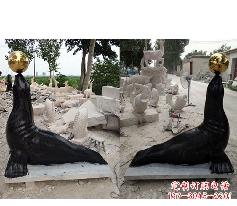 泰州大理石海豹雕塑