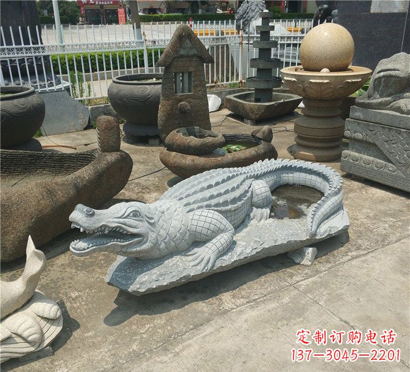 泰州动物雕塑大理石鳄鱼
