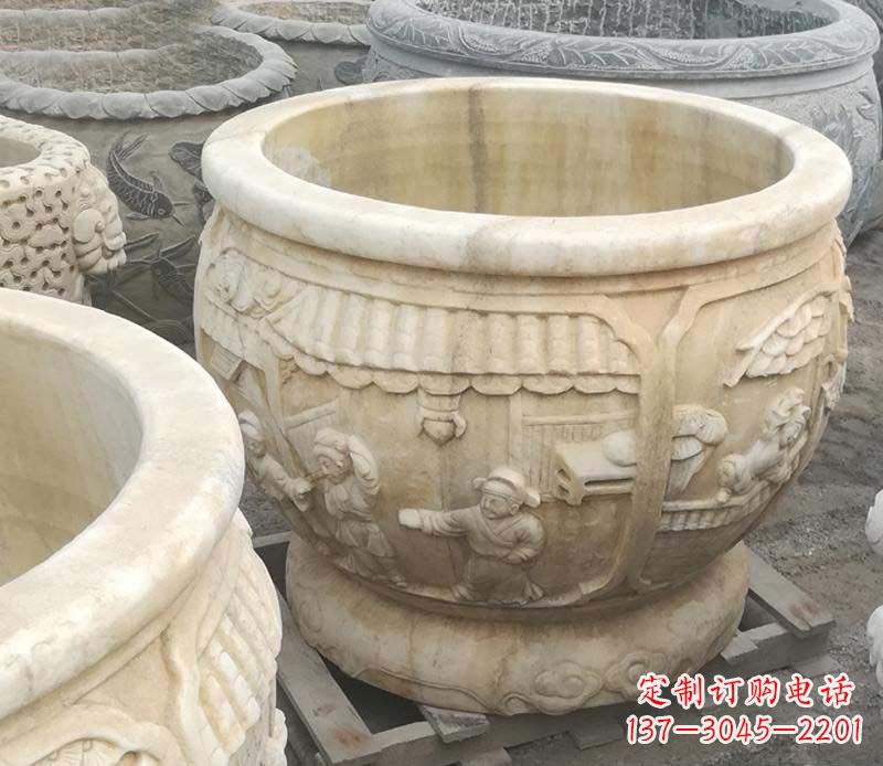 泰州雕刻精美的大理石儿童水缸