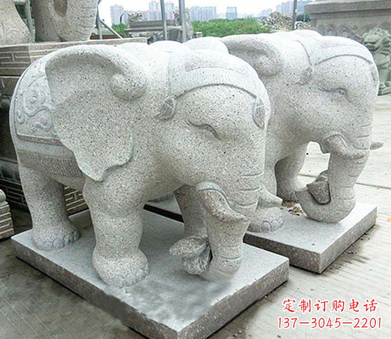 泰州大理石制作的精美招财大象雕塑