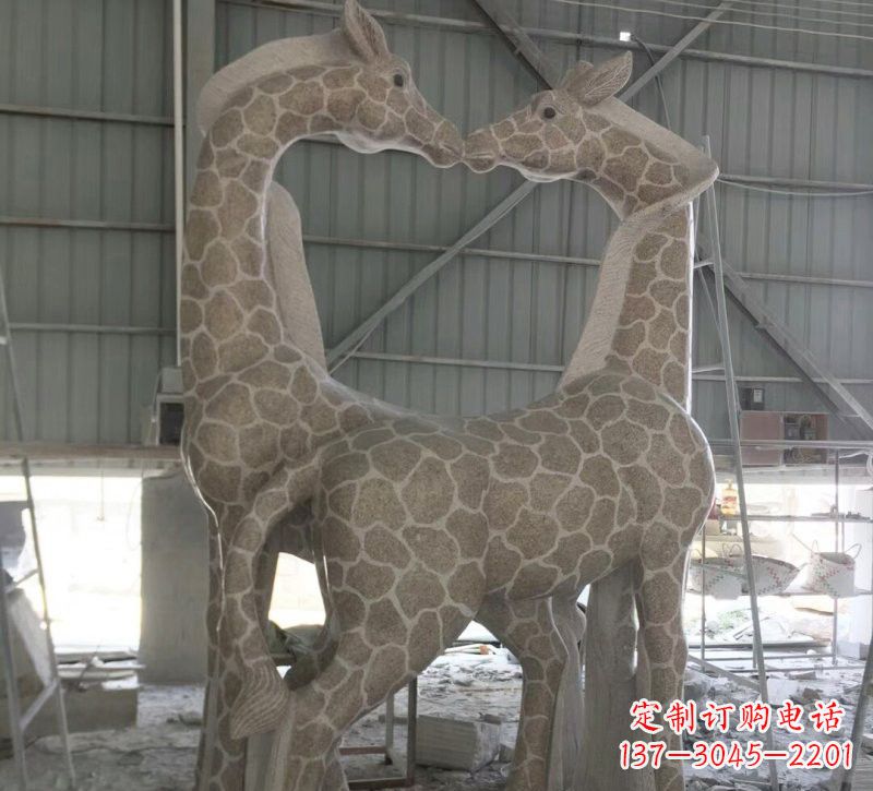 泰州大理石艺术精美长颈鹿雕塑