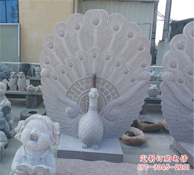 泰州大理石孔雀开屏石雕