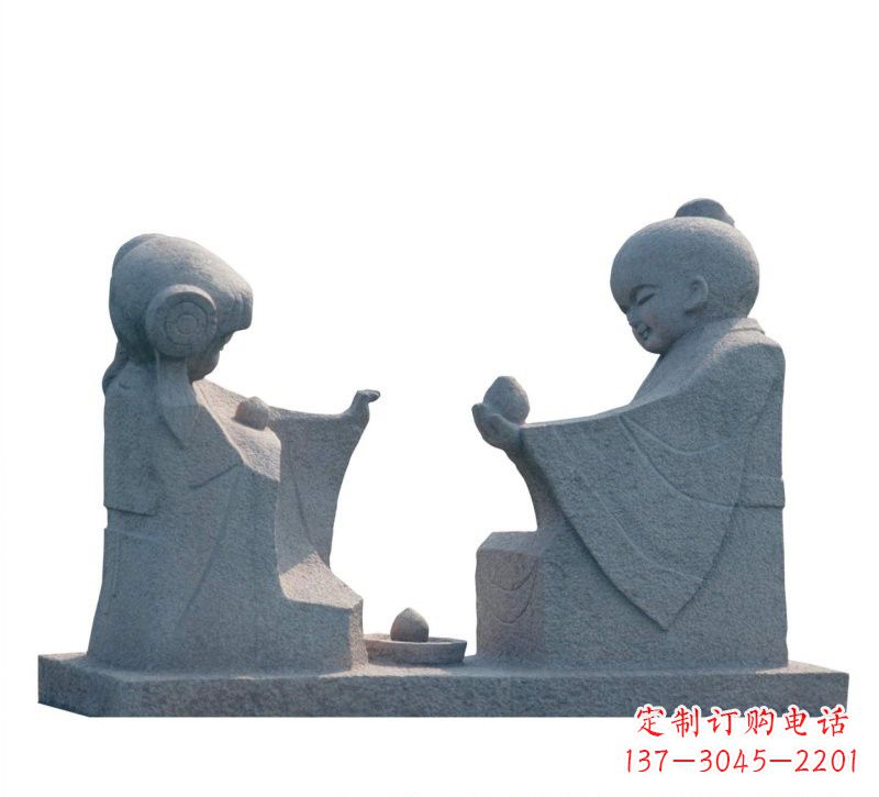 泰州传统风情——大理石孔融让梨雕塑