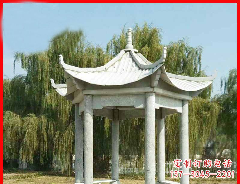 泰州大理石六角凉亭公园石雕 (3)