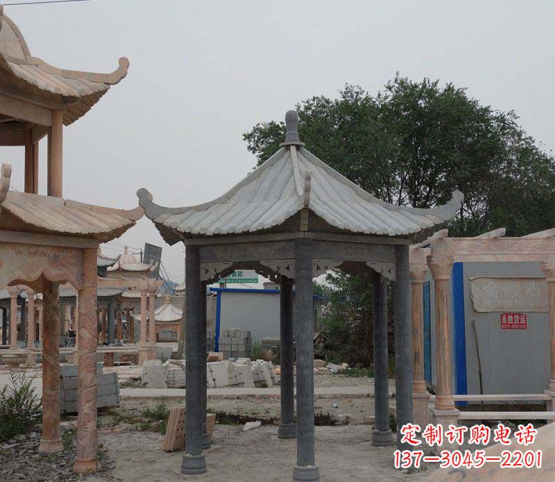 泰州大理石六角凉亭公园石雕 (2)