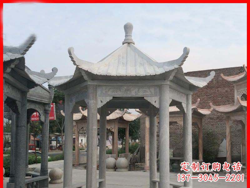 泰州大理石六角凉亭公园石雕