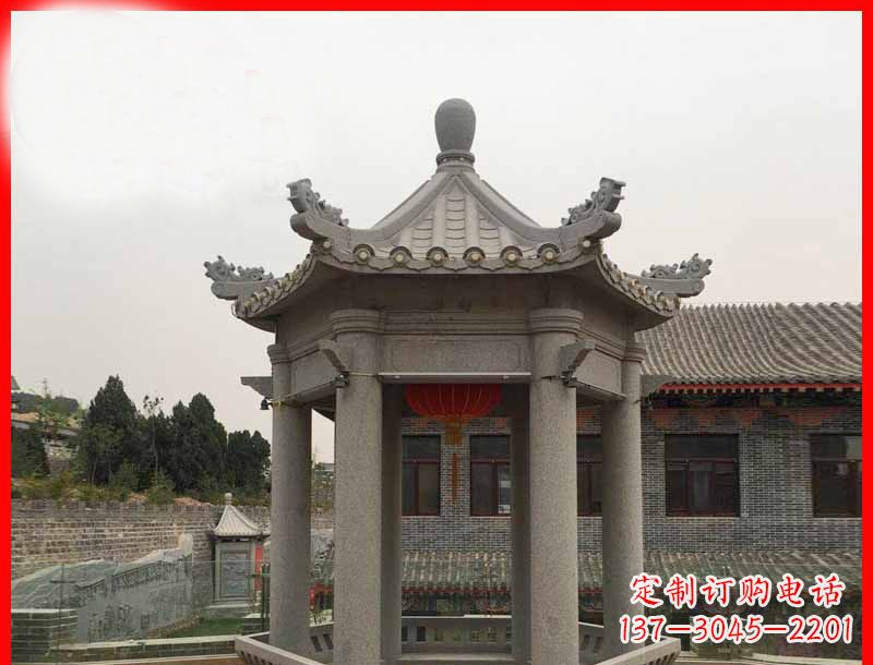 泰州大理石六角凉亭公园石雕 (4)