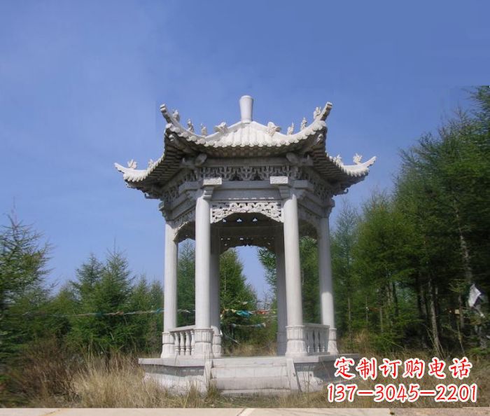 泰州大理石六角石雕凉亭 (3)