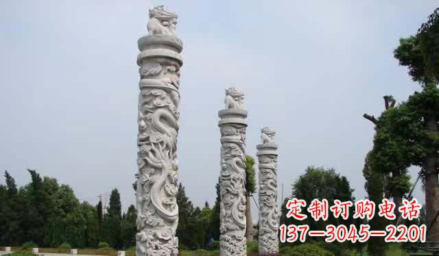 泰州精美大理石龙柱雕塑