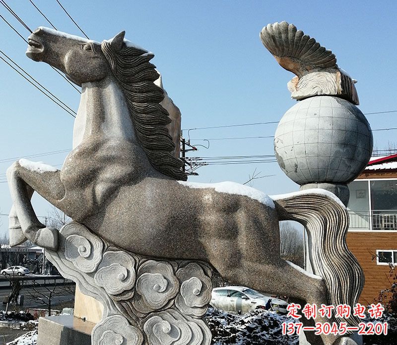 泰州大理石马踏祥云石雕