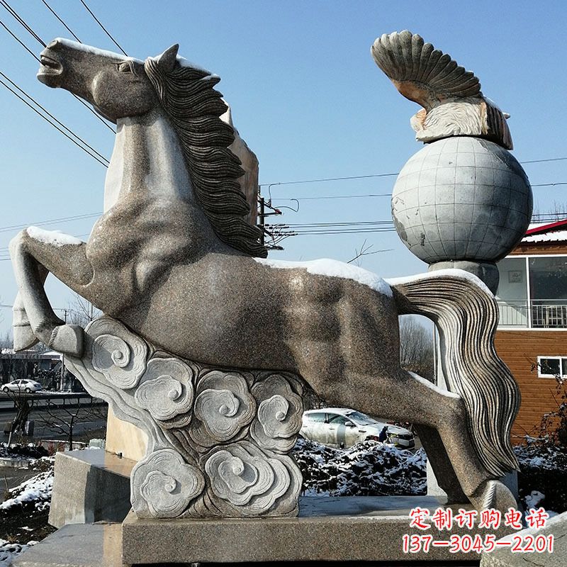 泰州大理石马踏祥云雕塑