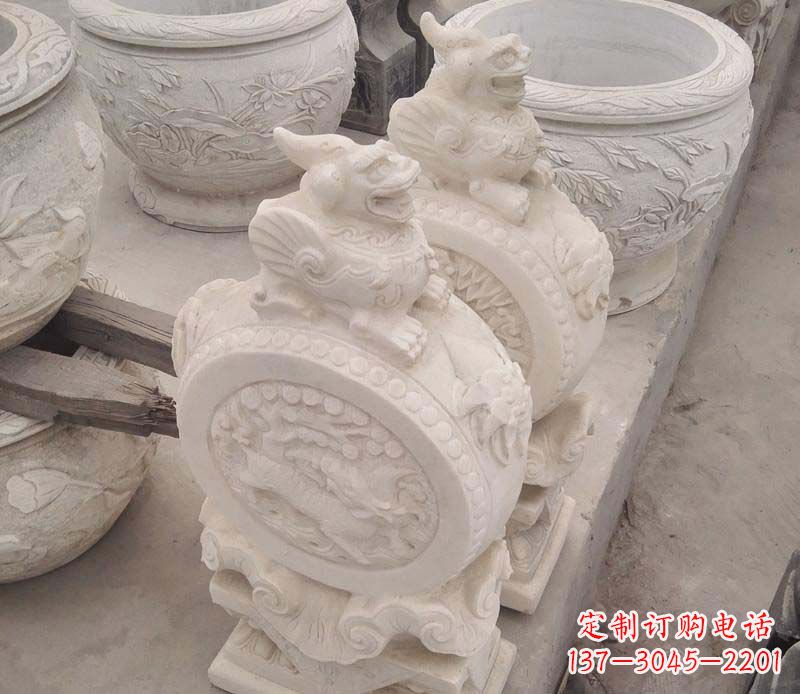 泰州大理石貔貅抱鼓石雕塑