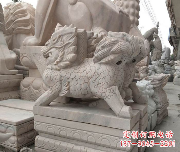 泰州大理石麒麟古代神兽石雕_2