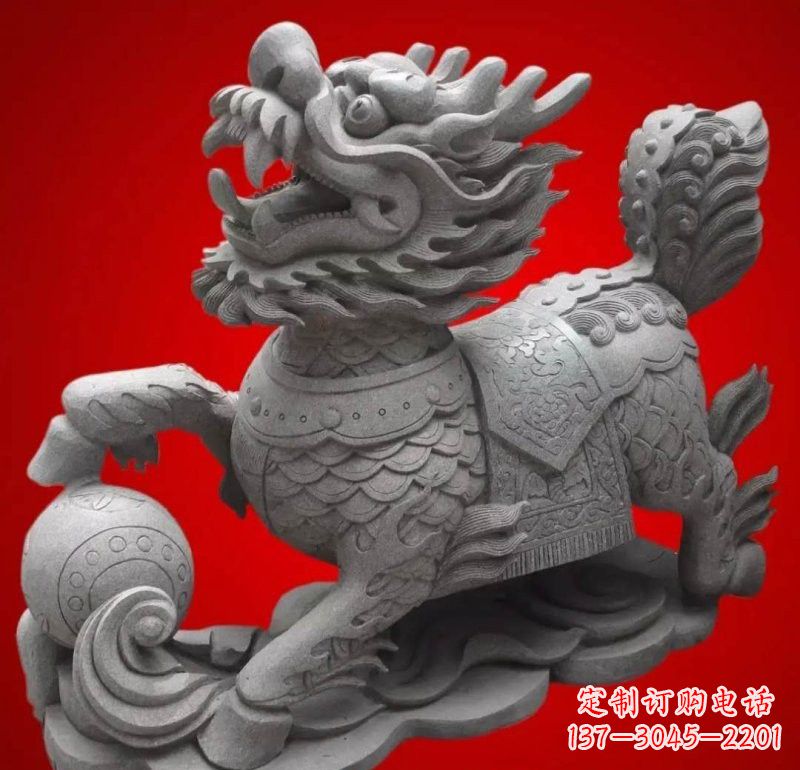 泰州大理石企业小区门口麒麟雕塑