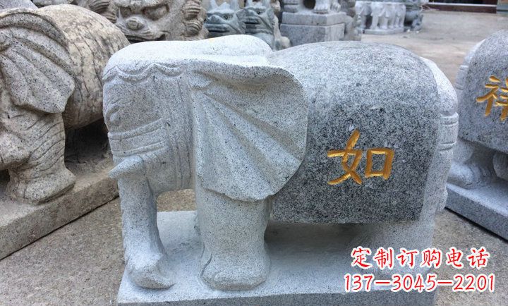 泰州精美大理石石象雕塑