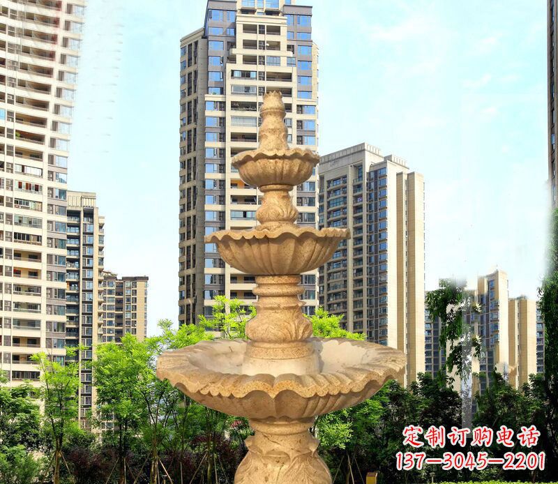 泰州大理石三层喷泉公园石雕 (2)