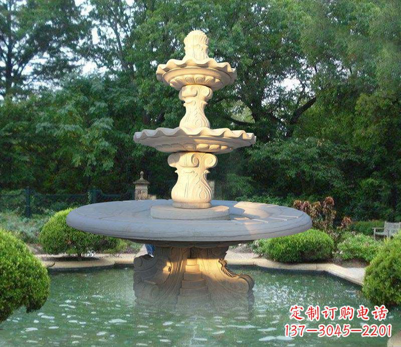 泰州大理石三层喷泉雕塑