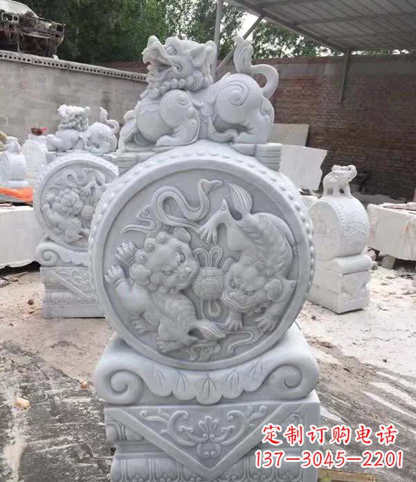 泰州大理石狮子抱鼓石雕塑