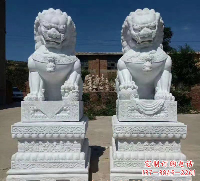 泰州大理石狮子石雕，雕塑定制精美狮子