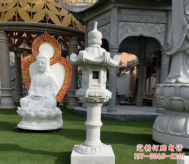 泰州独特的大理石石灯笼寺庙石雕