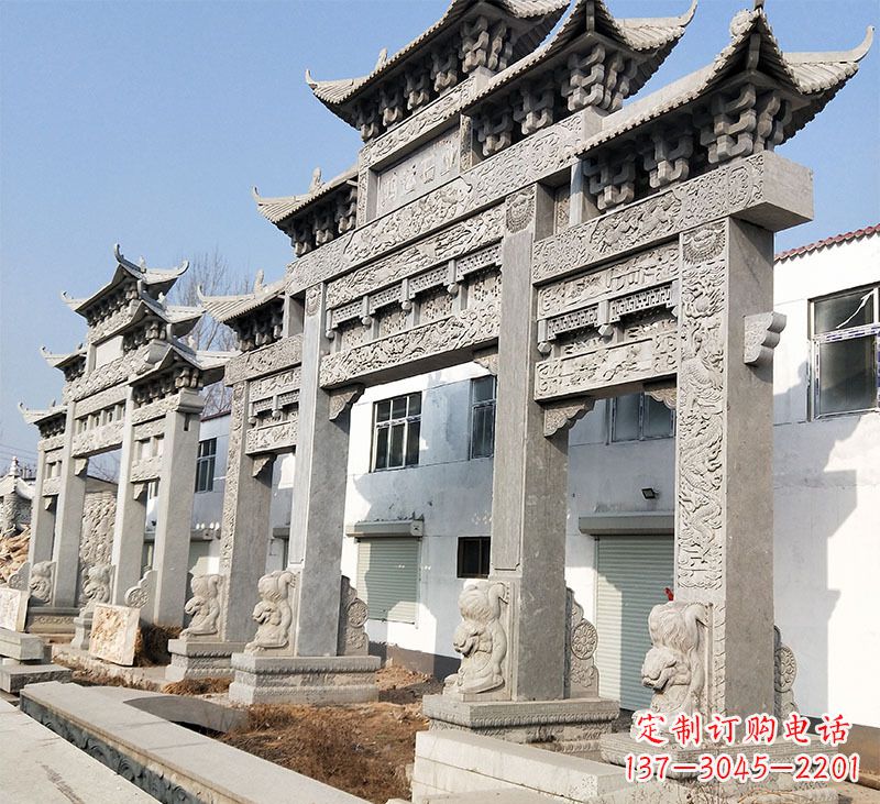 泰州大理石石雕牌坊雕塑定制
