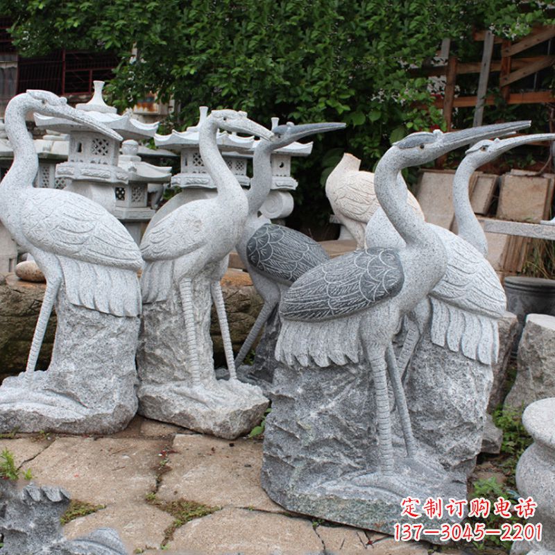 泰州精美大理石仙鹤雕塑