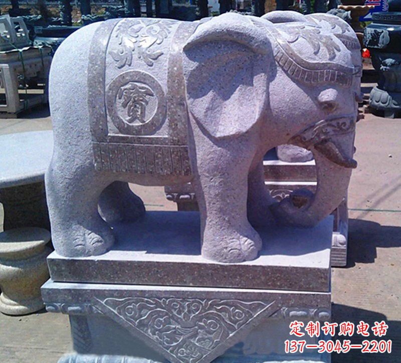 泰州大理石石雕招财进宝大象,传递招财进宝的吉祥祝福
