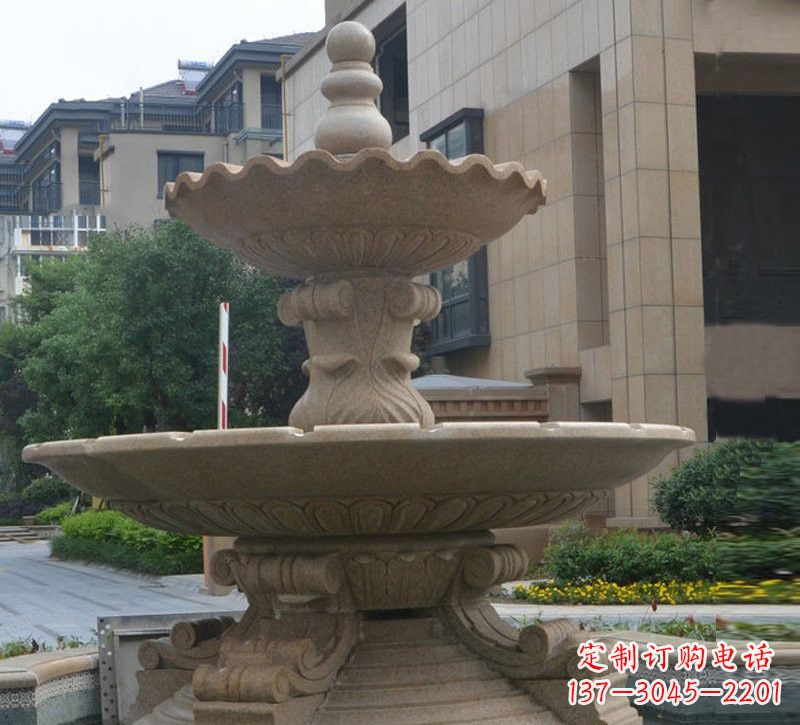 泰州大理石双层简约喷泉雕塑