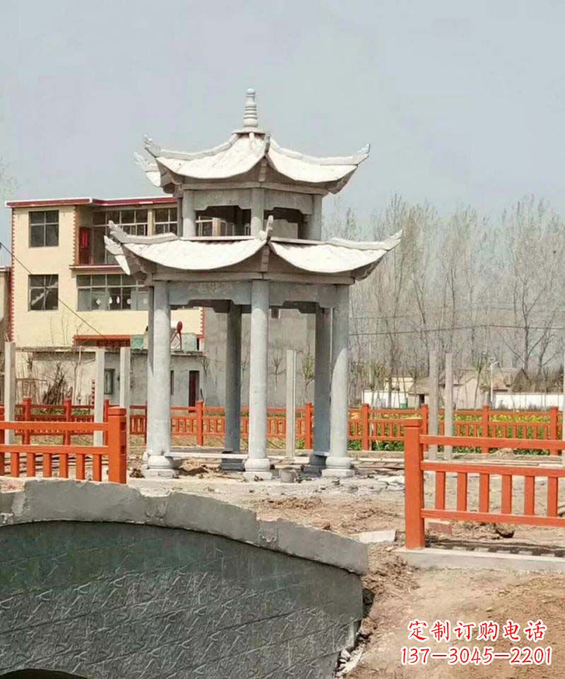 泰州大理石双层凉亭雕塑