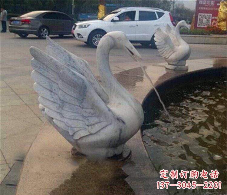 泰州大理石天鹅喷泉石雕