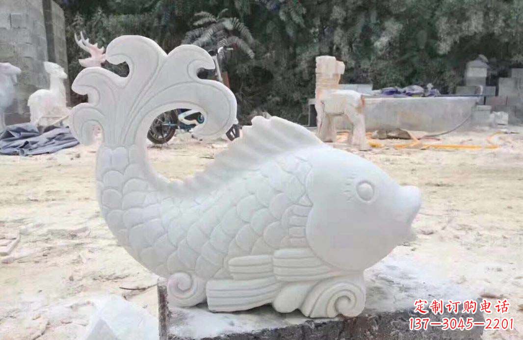 泰州大理石鱼喷泉雕塑装置