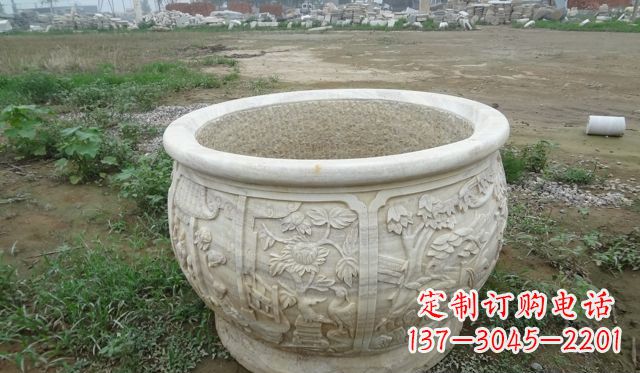 泰州大理石鸳鸯花盆雕塑