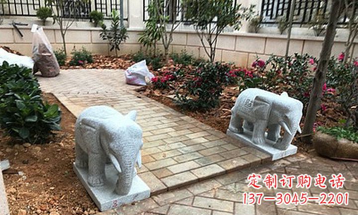 泰州大理石招财进宝小象小区动物石雕