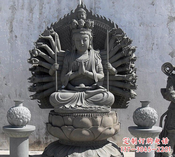 泰州宗教庙宇千手观音大理石雕塑