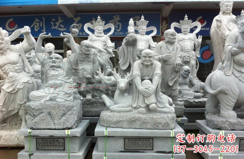 泰州大理石坐式罗汉禅修雕塑