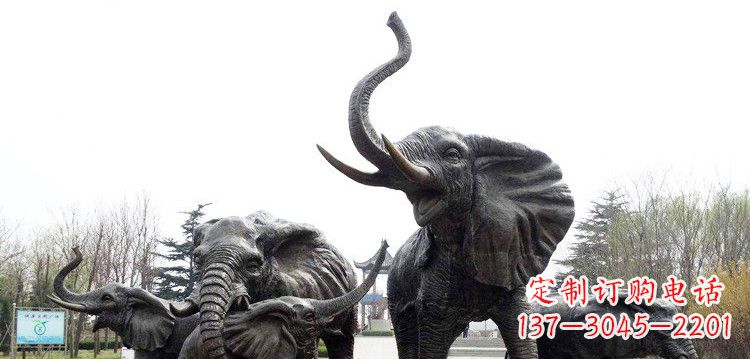 泰州大象群铜雕景观