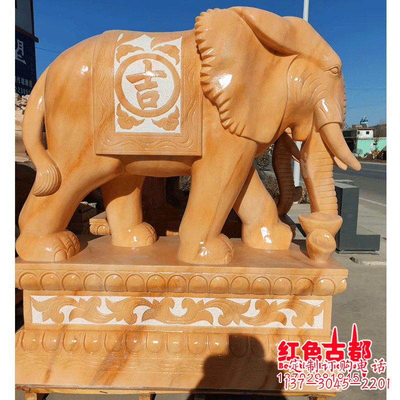 泰州大象头影背墙石雕