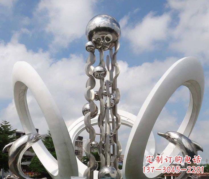 泰州精致不锈钢海豚雕塑