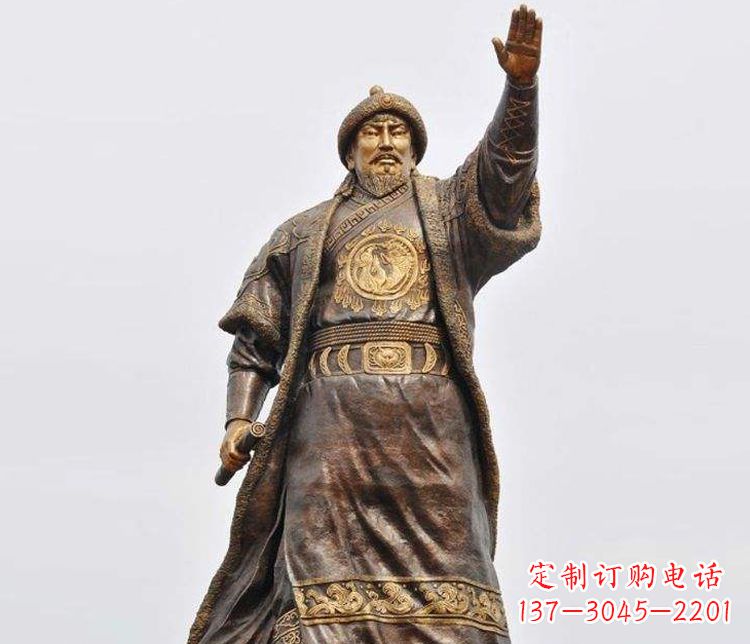泰州传承历史的风采成吉思汗铜雕