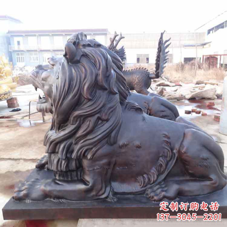 泰州大型纯铜港币狮子动物雕塑