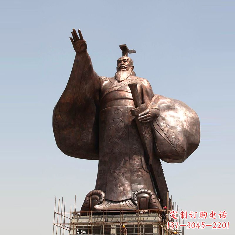 泰州传承历史风采,精美秦始皇铜雕塑