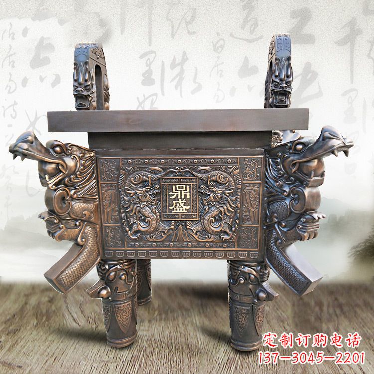 泰州典雅双龙四龙铜鼎雕塑
