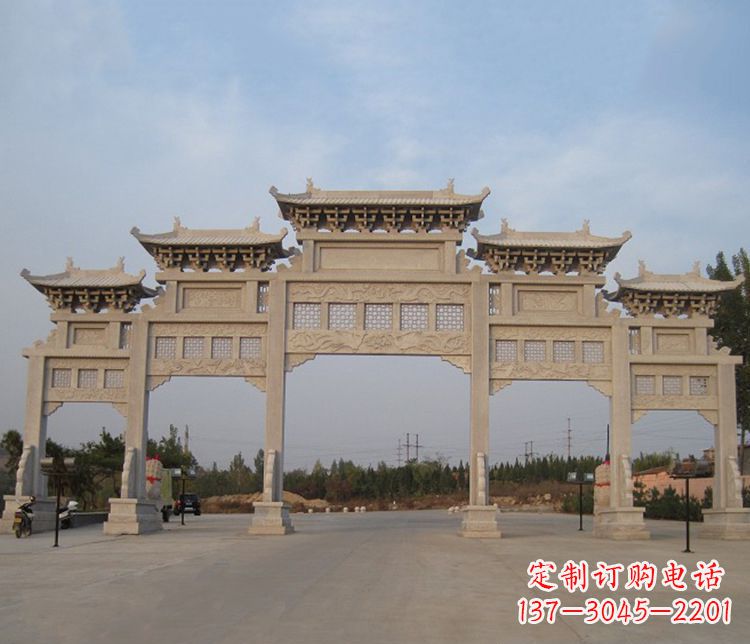 泰州大型五门牌坊石雕精美雕塑