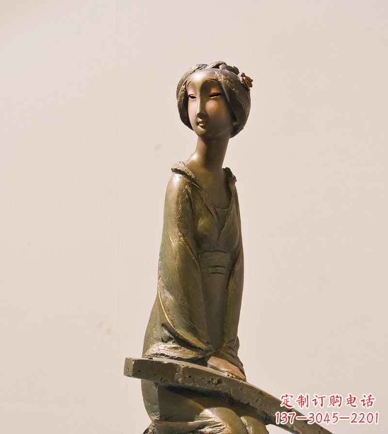 泰州古筝女人铜雕古代人物雕塑