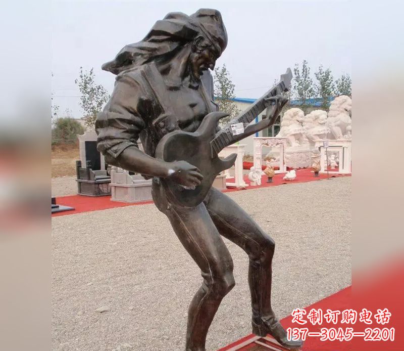 泰州弹吉他广场小品人物铜雕