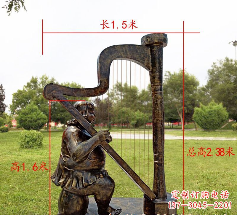 泰州手工铜制竖琴雕塑