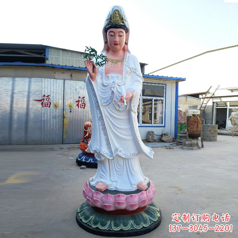 泰州玻璃钢彩绘观音雕塑