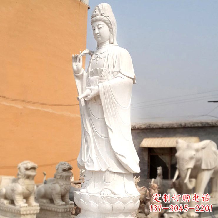 泰州滴水观音汉白玉石雕佛像
