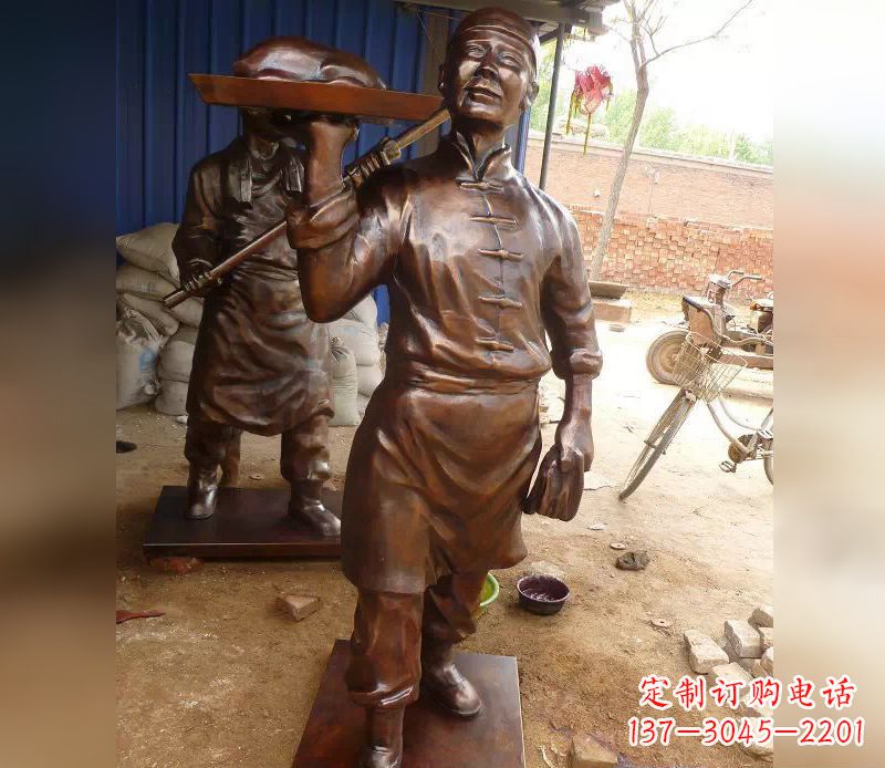 泰州店小二服务员人物铜雕