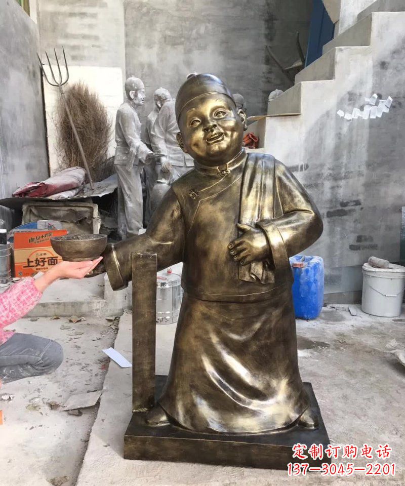 泰州店小二人物铜雕 (2)